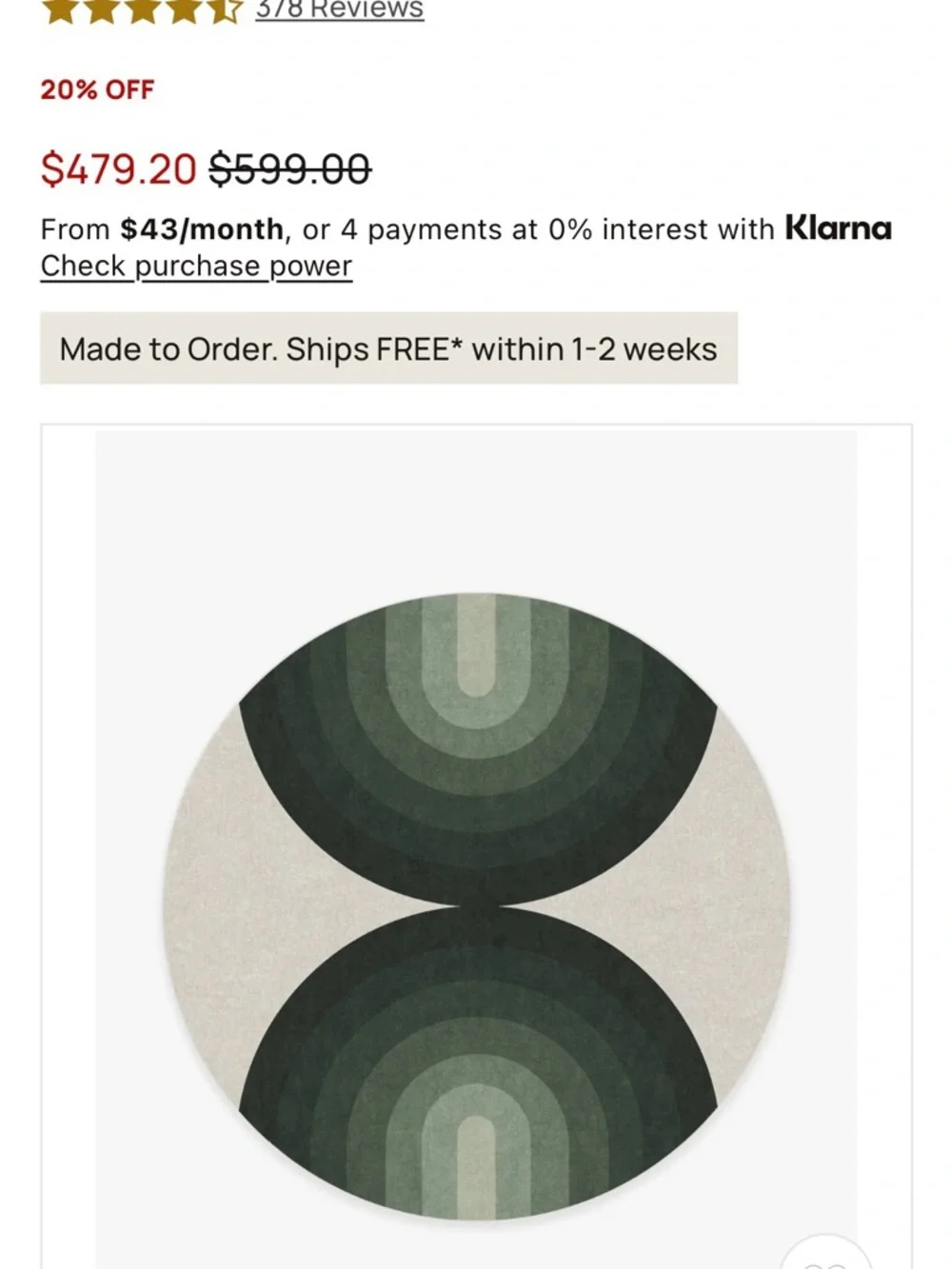 Ruggable Modern Round washable rug in Green and Cream 8 ft